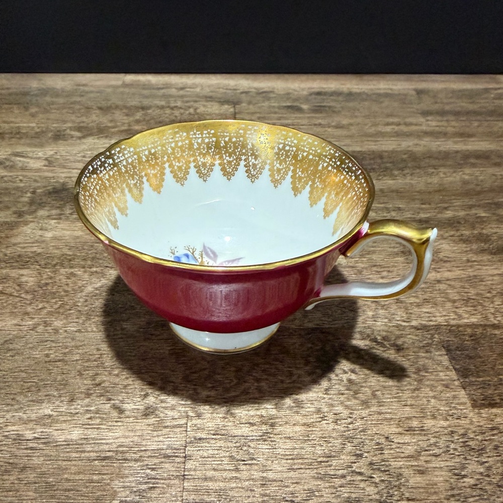 Elegant Red and Gold Teacup
